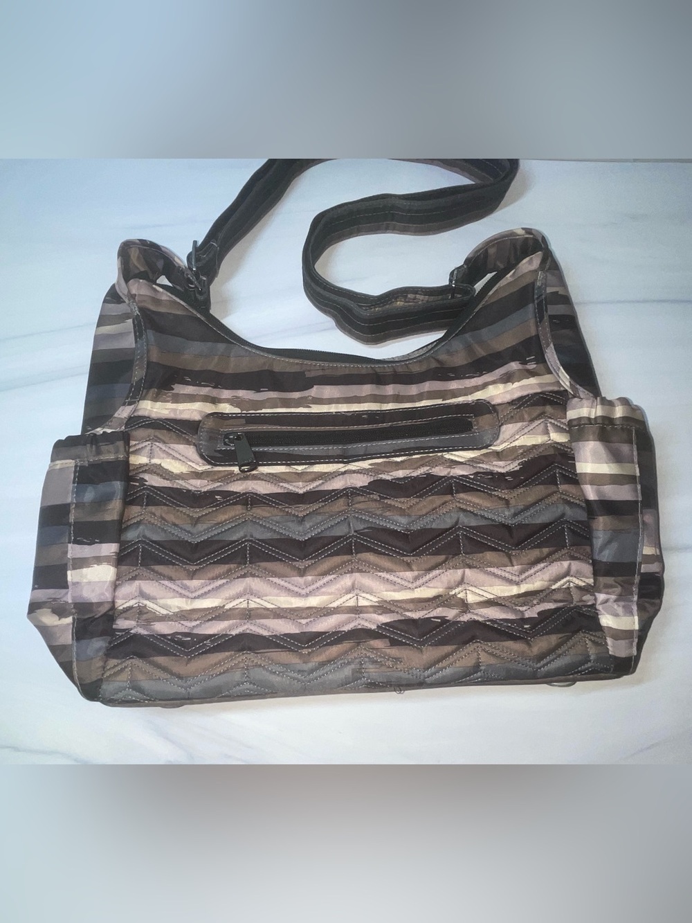 Lug Camper Painted pearl brown stripe shoulder / crossbody